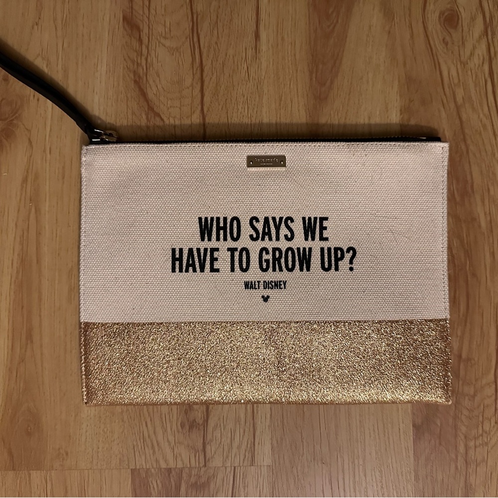 Kate Spade Disney Who Says We Have to Grow Up? canvas clutch